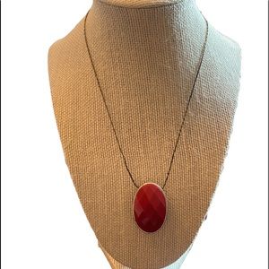 Trifari Silver Tone Black and Burnt Red Reversible Necklace